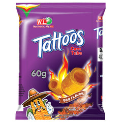 TATTOOS CORN TUBE BBQ FLVR 60g. X 10pakcs x 1