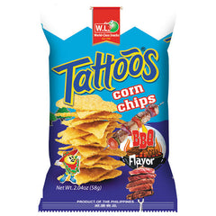 TATTOOS CORN CHIPS BBQ 58g x 5packs x 10pcs