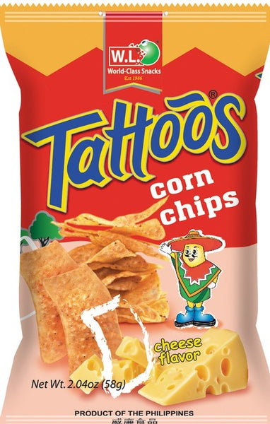 TATTOOS CHON CHIPS CHHESE 58g x 5packs x 10pc